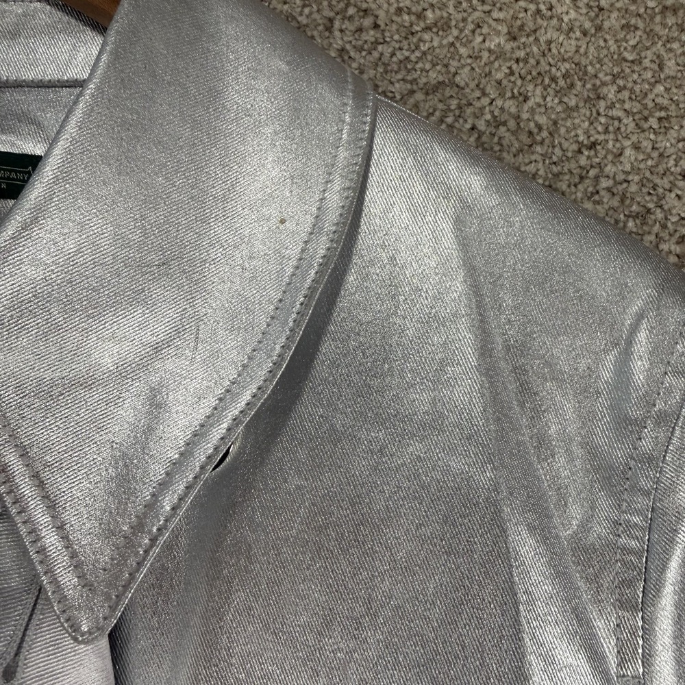 Ralph Lauren Jeans Co Womens Soirée Silver Y2k‎ Metallic Jacket VTG XL *FLAWS - Picture 3 of 12
